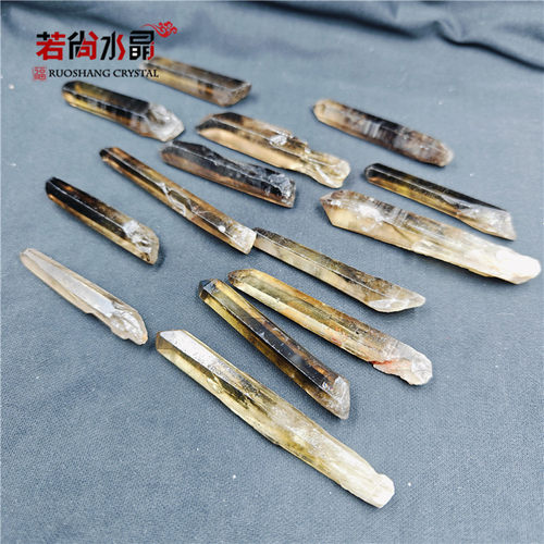 天然茶水晶矿物晶体矿石标本六棱柱水晶收藏观赏原石摆件单晶体