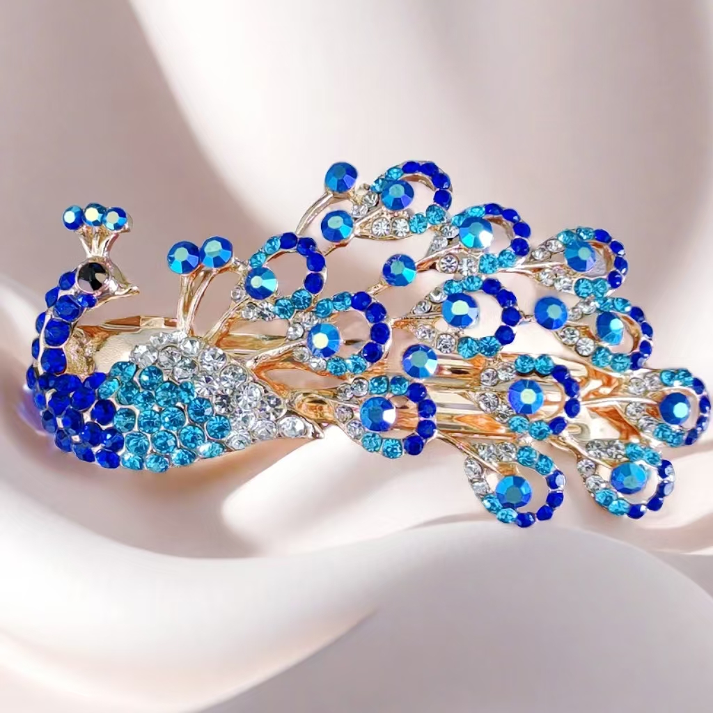 马尾水钻横夹凤凰合金顶夹欧美