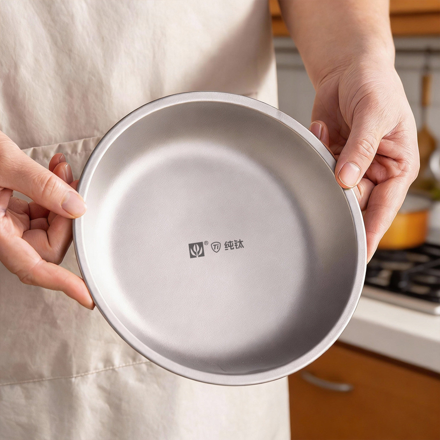 纯钛盘子圆盘家用高端抗菌防霉小碟子户外露营便携盘圆形浅盘菜盘