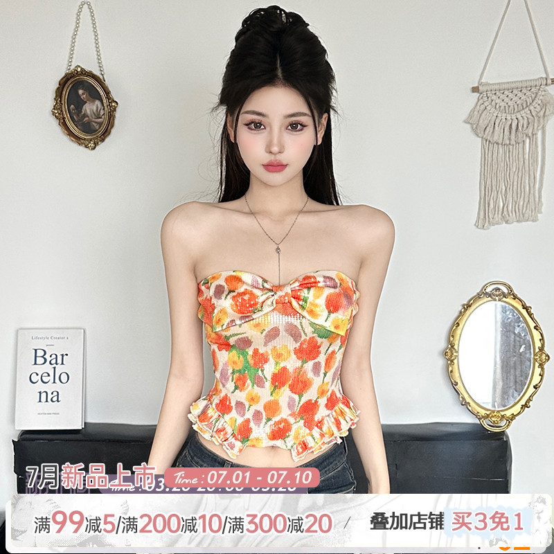 少女感蝴蝶結胸型抹胸