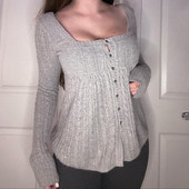 ROCKMORE 宽松上衣 灰色长袖 休闲百搭 简约风低方领性感针织开衫