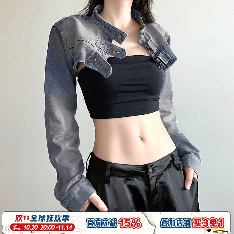 复古洗水坎肩牛仔短款外套