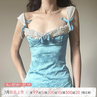 少女蝴蝶结装饰植系印花背心