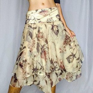 中长裙 复古植系印花清冷感半裙vintage修身 ROCKMORE 古吟花期