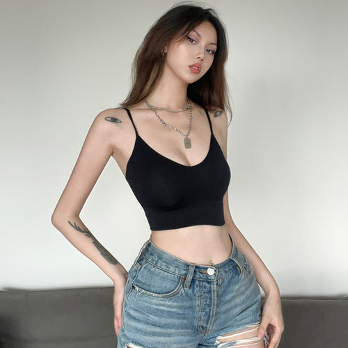 美背螺纹百搭性感裹胸辣妹U领女