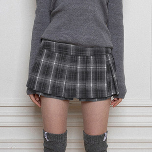 复古百搭开叉裙裤 ROCKMORE 少女格纹半身短裙 秋季 英伦学院风