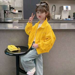 2026新款 字母上衣 春秋天女童洋气外套时髦中大儿童女孩夹克蝙蝠袖