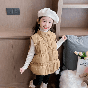 羽绒棉马甲女童秋冬儿童2025新款外套女宝宝冬款洋气加厚蝴蝶结