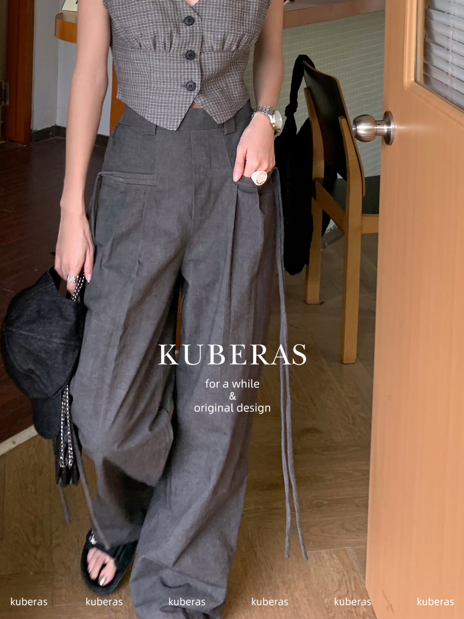 kuberas /美式复古薄款太阳工装裤