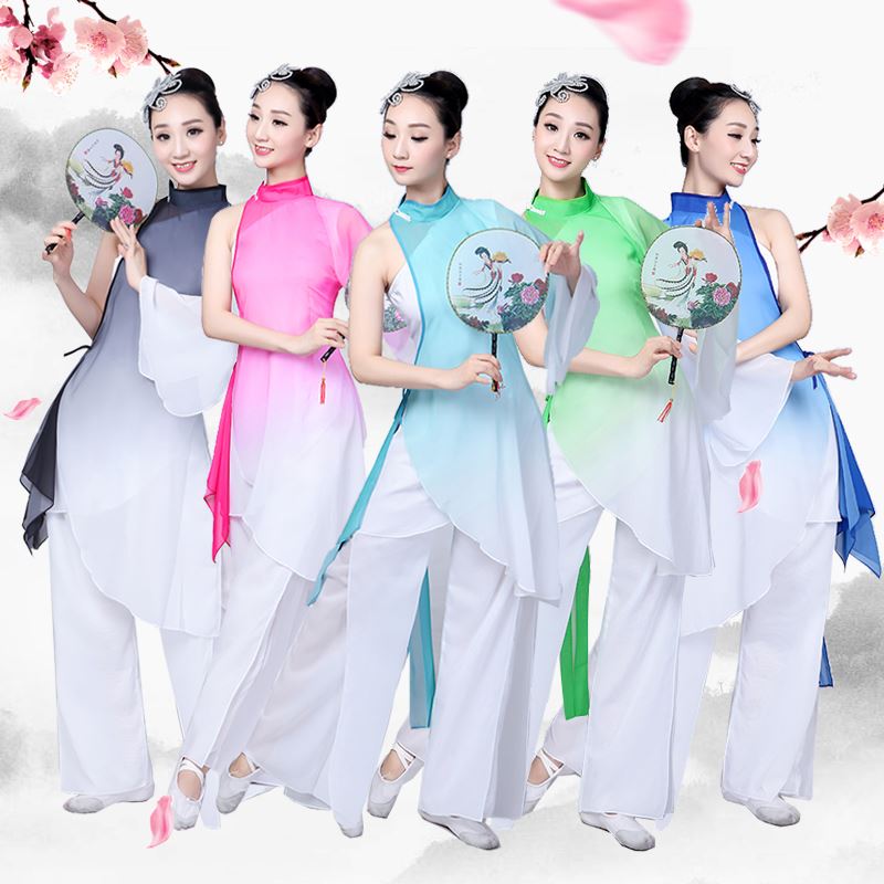 古典舞演出服女飄逸中國風新款采薇舞蹈服裝半壺紗練功服套裝成人