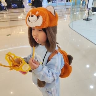 小熊猫儿童帽子成都基地同款熊猫背包送儿童女友创意礼物毛绒玩具