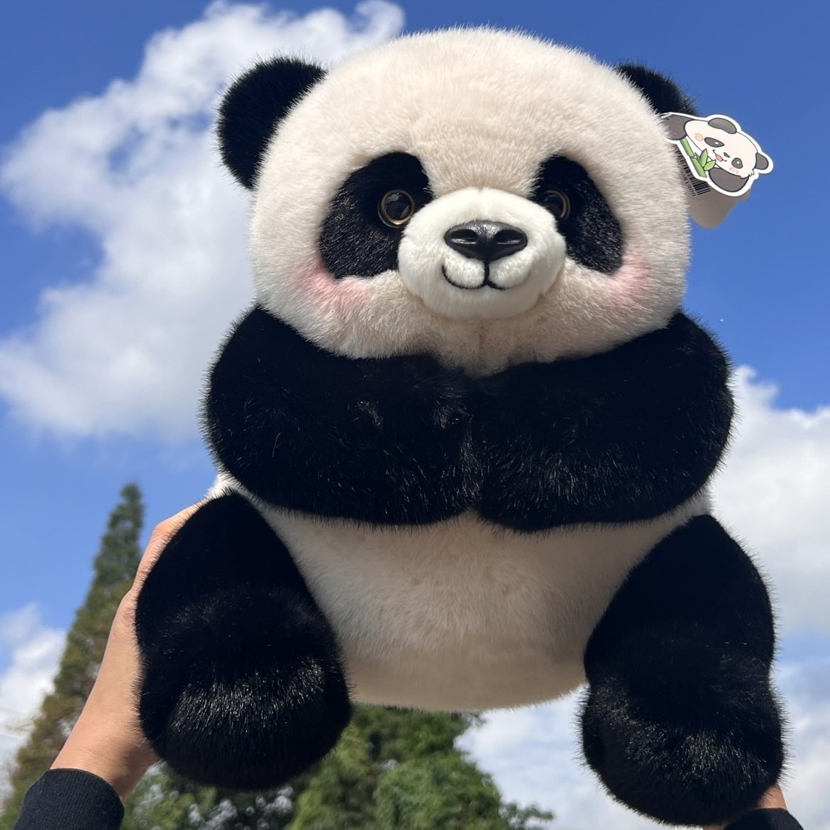 四川基地熊猫肥肥团团宽窄巷子仿真毛绒水貂毛高级可爱纪念品娃娃