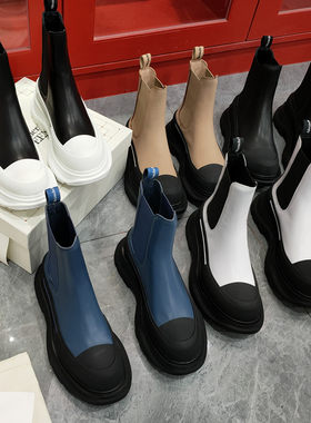 切尔西靴男女厚底马丁靴女短靴子