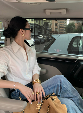 Middletone | 智性姐姐 简约百搭棉麻白衬衫女早秋优雅感气质上衣