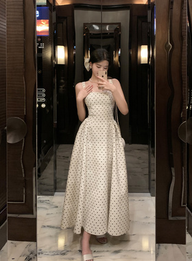 Middletone | 古董情话 宝藏款复古波点收腰连衣裙度假吊带长裙夏