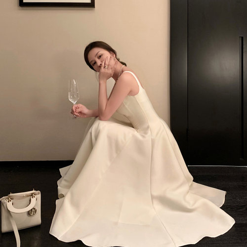 A字连衣裙生日裙光泽感礼服裙