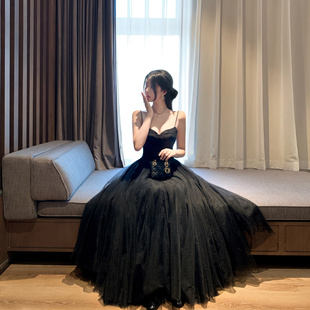 Middletone 决美蕾丝拼接羊毛胸衣吊带裙网纱连衣裙 戴莉少女裙