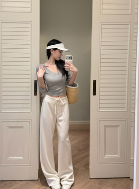 Middletone | 超模裤 软糯垂垂感抽绳休闲裤直筒裤春夏显瘦长裤女