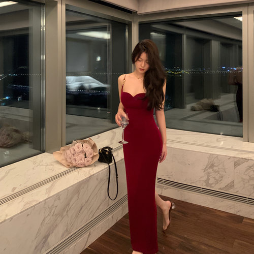两色入晚宴订婚高级感长裙