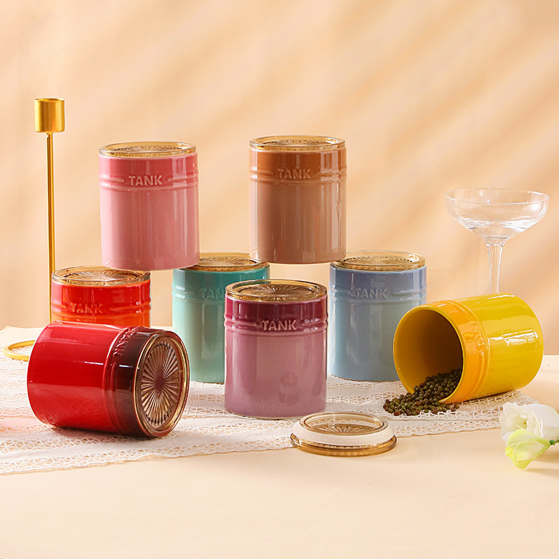 马卡龙色陶瓷密封罐 家用小容量保鲜储物罐 咖啡豆茶叶白糖分装罐,厨房/烹饪用具,密封罐,淘宝优惠券,粉丝福利购,淘宝优惠卷