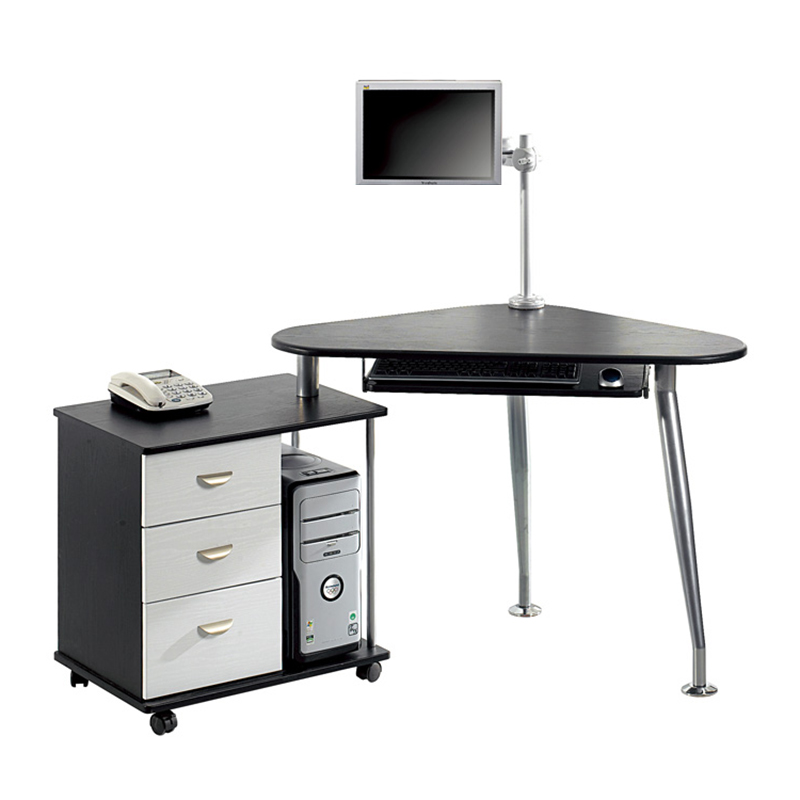 台式三角可旋转折叠带抽屉电脑桌