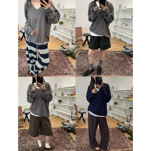 MKDesign 秋季新品 基础款休闲羊毛百搭宽松v领针织套头毛衣