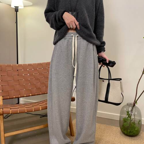 MKDesign2024秋冬新品 必入加厚加绒醋酸羊毛香蕉拖地运动休闲裤