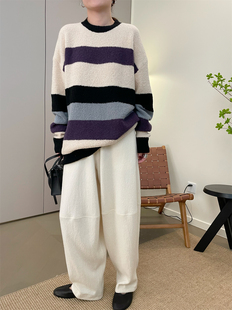 长裤 MKDesign 加厚羊毛松紧腰锥形花苞哈伦阔腿萝卜裤 新品 秋季