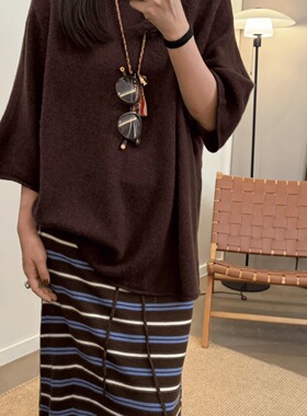 MKDesign 秋季新品 羊绒羊毛短袖宽松休闲套头毛衣