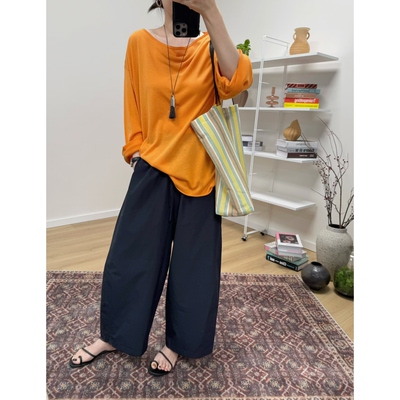 MKDesign 夏季新品 松紧腰好穿超薄版型好好抗皱凉凉气球9分裤