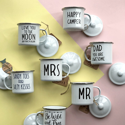 复古搪瓷北欧风字母办公室杯子