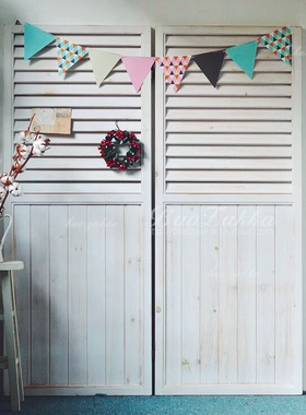 baozakka日式风旧木百叶咖啡摆件