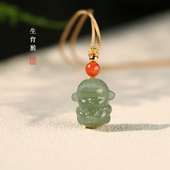 属蛇六合玉佩 白玉山料十二生肖挂件 礼物 青玉 天然和田玉猴吊坠