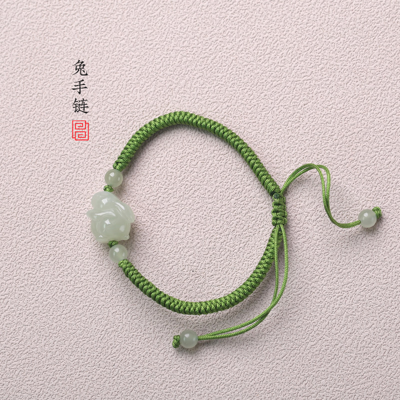 天然和田玉生肖兔手链图片
