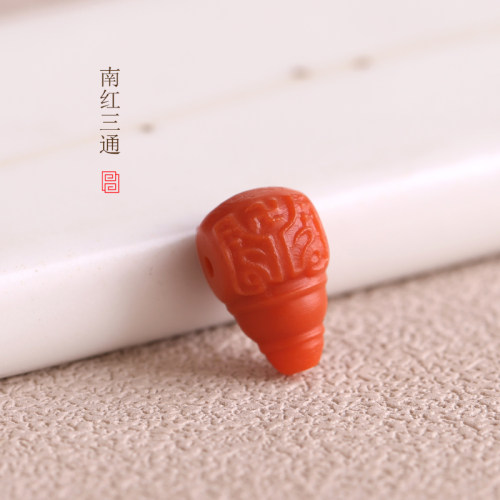 天然南红玛瑙三通配饰 四川美姑县柿子红手串 佛珠 念珠等配珠