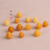 配珠 手串 天然缅黄财神通孔配饰 缅甸黄玉全玉化手链