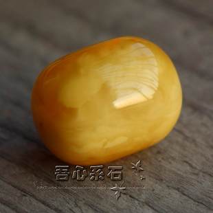 『系石』DIY饰品配件 好品相鸡油黄老蜜蜡桶珠124-9蜜蜡散珠单珠