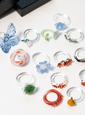 中国风纯手工制作琉璃戒指女首饰小红书同款小众首饰礼物可定制