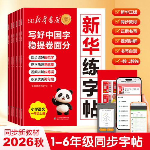 新华练字帖一二年级小学生生字练字帖三四五六年级上册下册每日一练笔画笔顺练语文同步描红人教版专用练习写字硬笔书法练字本楷书