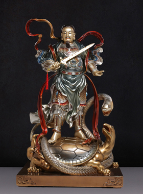 纯铜彩绘真武大帝玄天上帝神像