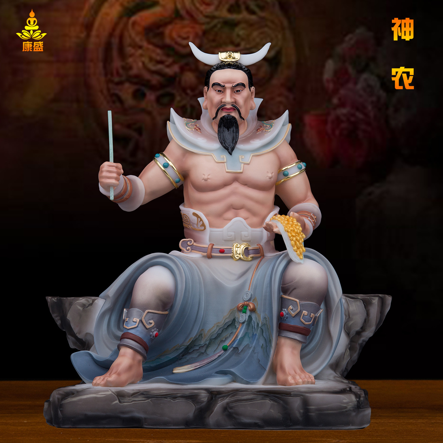 汉白玉家用神农大帝神像