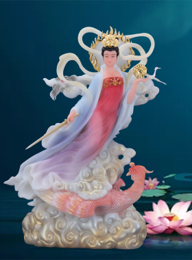 九天玄女神像汉白玉圣丰站九天玄女踏凤飞天玄女像家居摆件