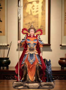 黄铜杨戬神像家用玄关供奉摆件