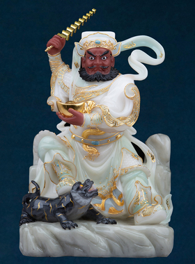 汉白玉家用供奉武财神赵公明神像