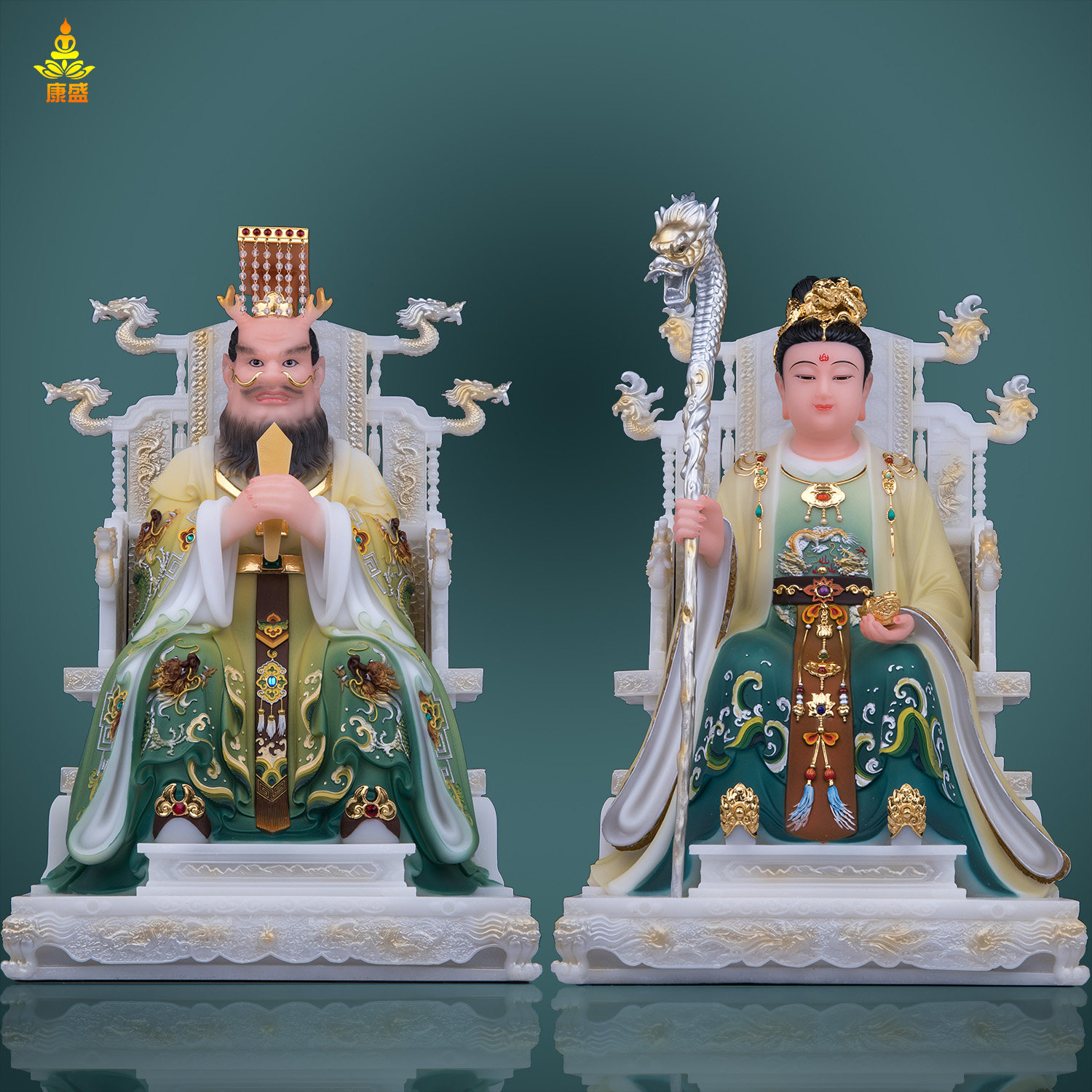 汉白玉龙王龙母神像龙王爷龙母娘娘四海龙王佛像居家客厅桌面摆件