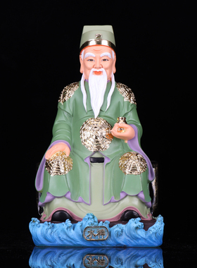 树脂彩绘水神水伯河神摆件