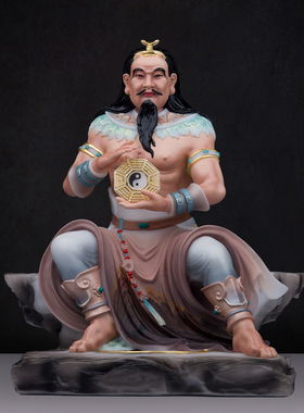 汉白玉彩绘人祖伏羲大帝神像