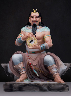 汉白玉彩绘人祖伏羲大帝神像