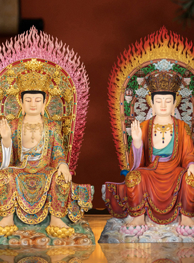 台湾全铜锦绣珐琅彩天冠弥勒佛像