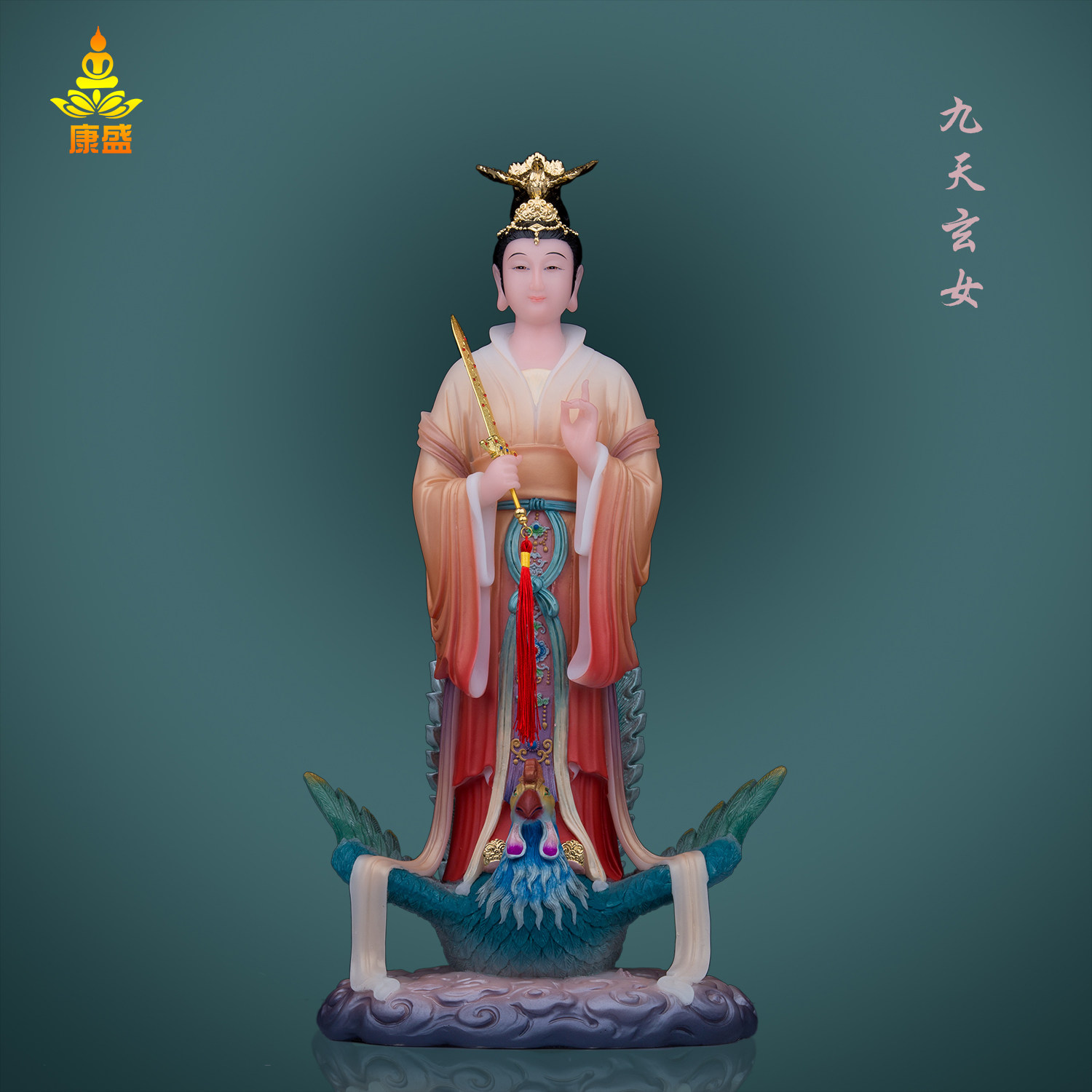九天玄女汉白玉九天娘娘神像摆件